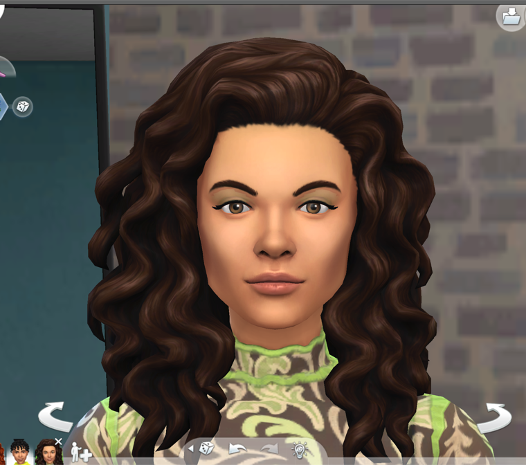 The same Sims 4 baby generated by Realistic Genetics, clearly resembling the parents and grandparents.